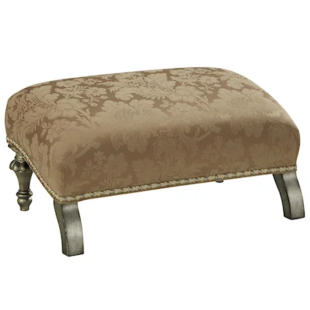 Traditional Sloped Ottoman with Nailhead Trim